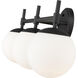 None 3 Light 24 inch Matte Black Bathroom Vanity Light Wall Light